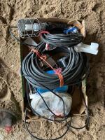 BOX OF EXTENTION LEADS & LEAD LIGHTS ETC - 8