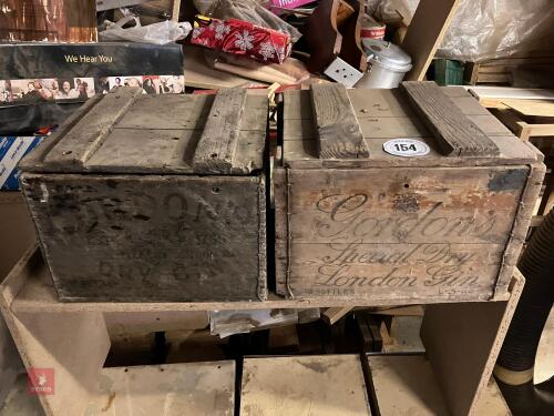 2 VINTAGE GORDON'S DRY GIN WOODEN BOX'S