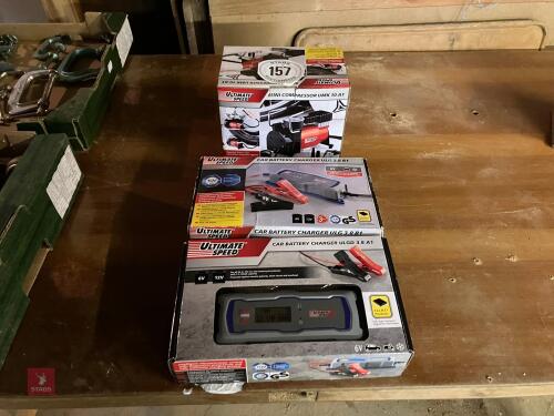 2 BATTERY CHARGERS & AIR PUMP
