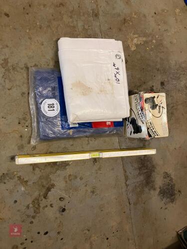 2 TARPAULINS & 12V AIR COMPRESSOR