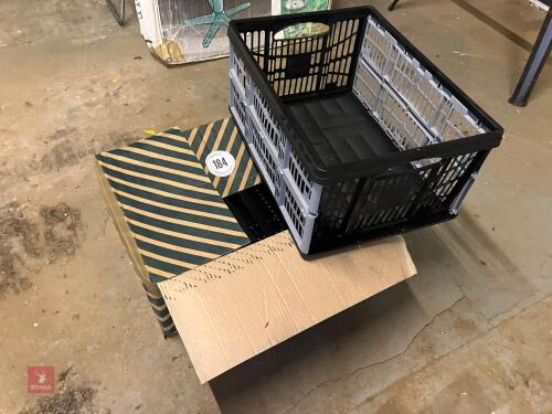 BOX OF 4 FOLDING PLASTIC CRATES