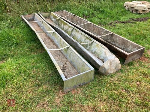 3 GALVANISED CATTLE GROUND FEED TROUGHS