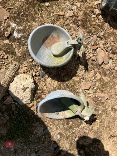 2 GALVANISED CATTLE DRINKING BOWLS