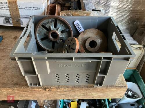 BOX OF LATHE FACE PLATES