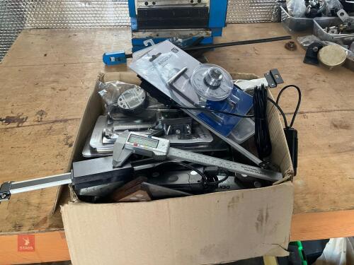 BOX OF MEASURING TOOLS