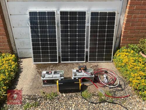 3 SOLAR PANELS, INVERTER & 2 BATTERIES