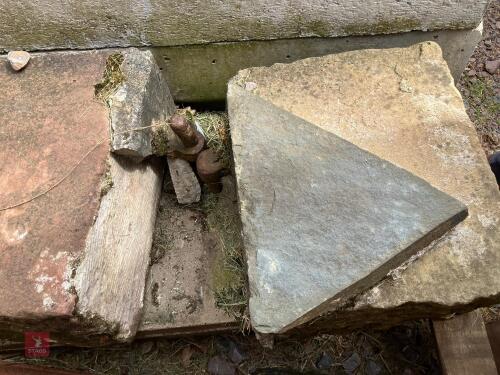 2 STONE BLOCKS WITH HANGERS