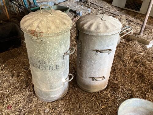 2 GALVANISED CORN BINS