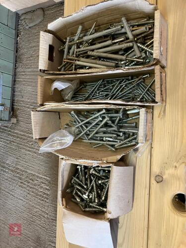 4 BOXES OF COACH BOLTS AND SCREWS