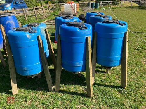 8 BLUE BARREL PLASTIC PHEASANT FEEDERS