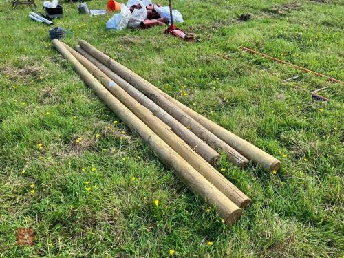 5 X 4'' DIAMETER ROUND WOODEN POLES