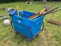 LRG PLASTIC TUB ON 4 WHEELED TROLLY - 2