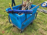 LRG PLASTIC TUB ON 4 WHEELED TROLLY - 4