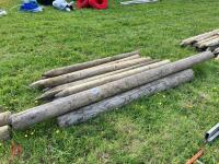 GATE POST & 17 WOODEN FENCE POSTS - 2
