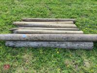GATE POST & 17 WOODEN FENCE POSTS - 3