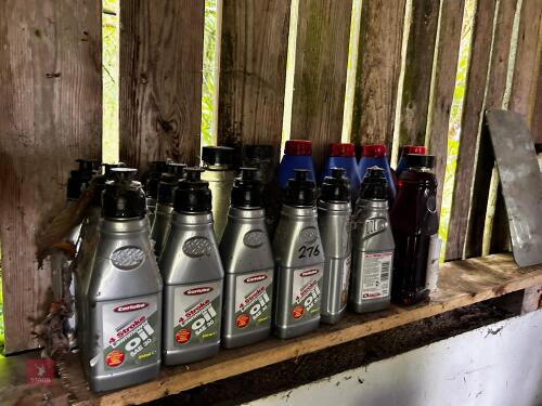 LRG QTY OF LAWN MOWER OILS