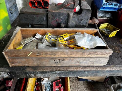 BOX OF SPARK PLUGS & CLAMPS