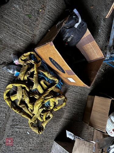 BOX OF ROPE, ENDLESS LIFTING STRAPS, ETC