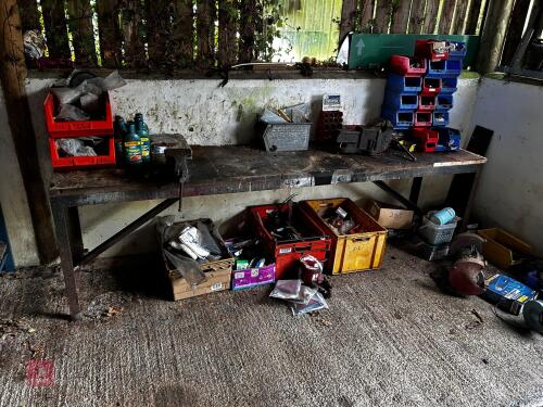 METAL FRAME WOODEN TOP WORKSHOP BENCH