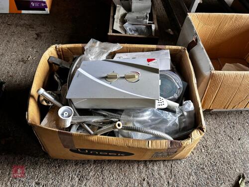 BOX OF SHOWER FITTINGS & PARTS