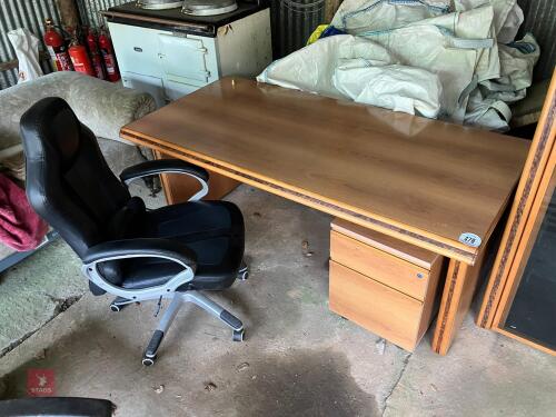 ORNATE OFFICE DESK CABINET & CHAIR