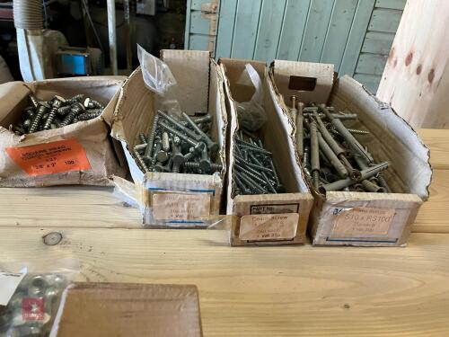 4 BOXES OF COACH BOLTS AND SCREWS