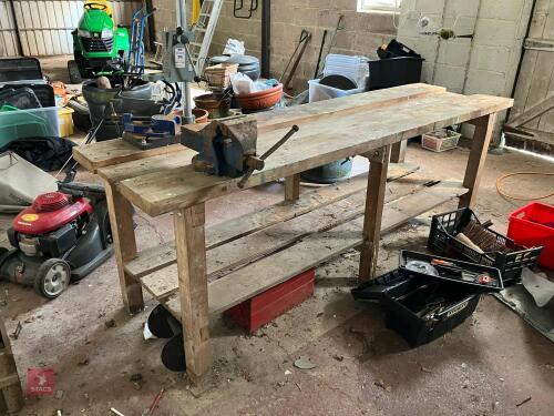 8' WOODEN WORKBENCH & VICE