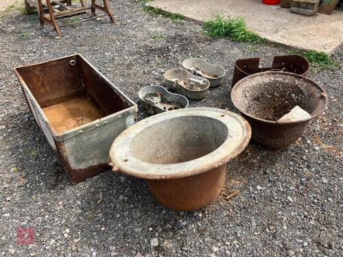 7 VINTAGE/QUERKY PLANTERS/FIREPITS