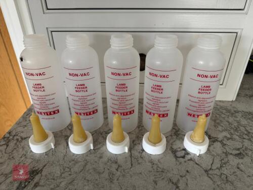 5 LAMB FEEDING BOTTLES WITH TEATS