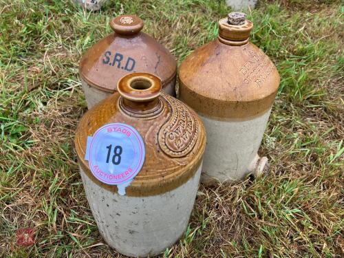 3 GLAZED STONE JARS (18)