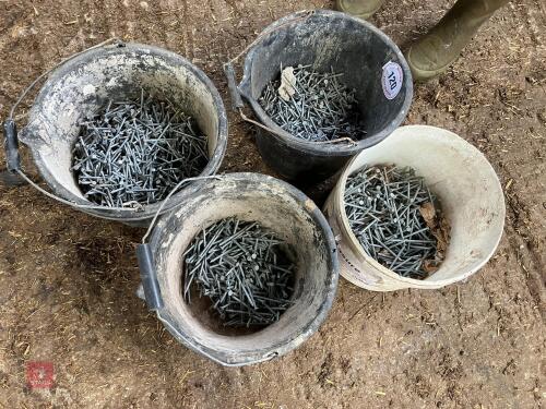 4 BUCKETS OF ASSORTED NAILS (120)