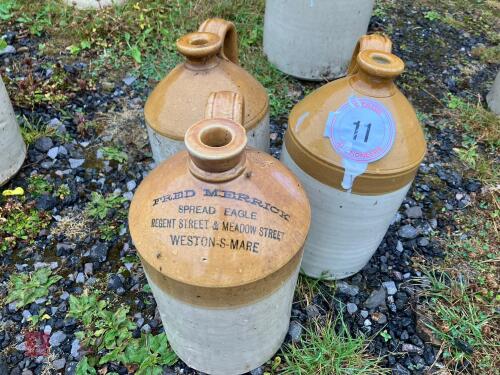 3 GLAZED STONE JARS (11)