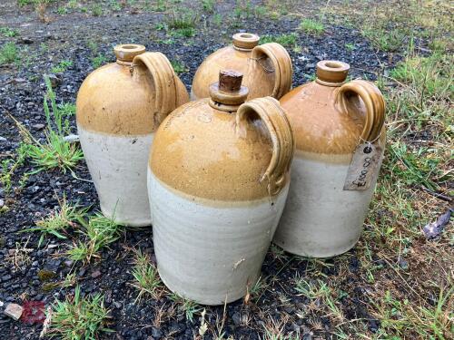 4 GLAZED LARGE STONE JARS (2)