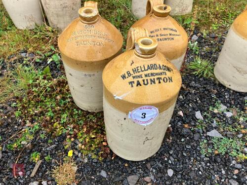 3 GLAZED STONE JARS (8)