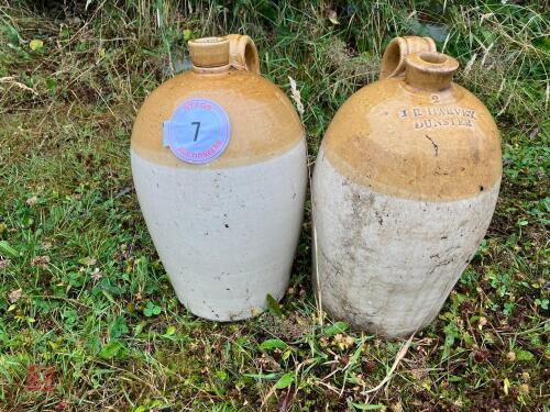 2 GLAZED STONE JARS (7)