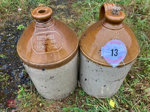2 GLAZED STONE JARS (13)
