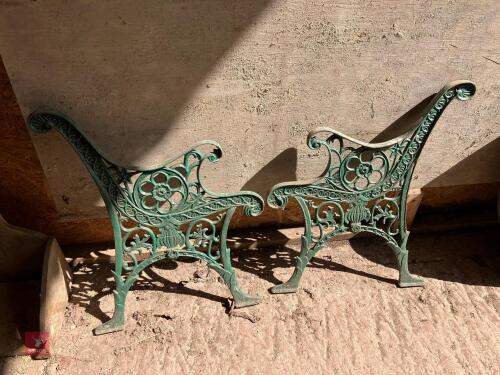 PAIR OF CAST BENCH ENDS