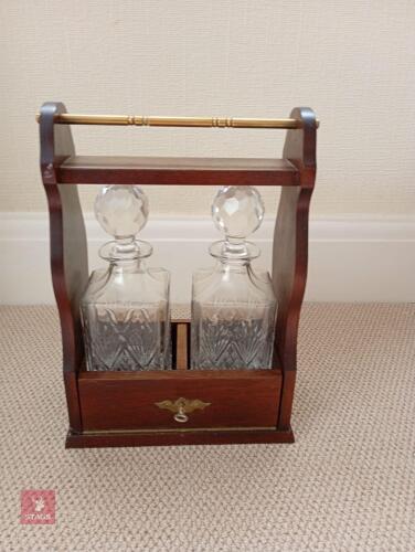 ANTIQUE 2 CUTGLASS BOTTLE TANTALUS