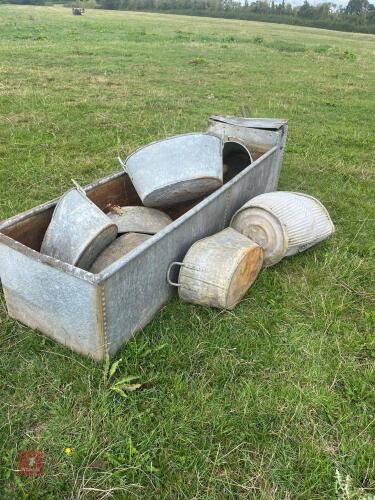 RIVETED WATER TROUGH & VARIOUS TUBS