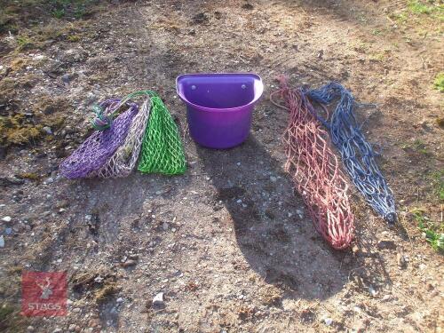 JOB LOT OF HAYNETS & FEED BUCKETS