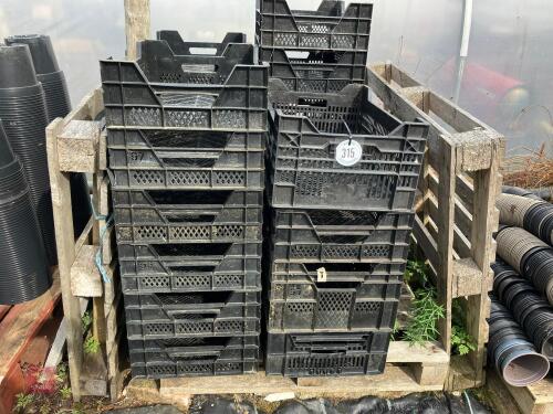 PALLET OF BLACK CRATES