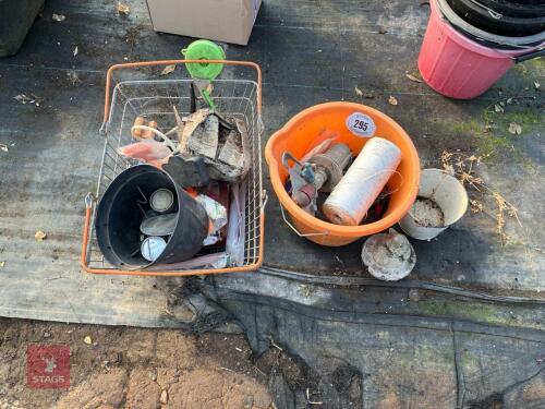VARIOUS SUNDRIES IN BUCKET & CRATE
