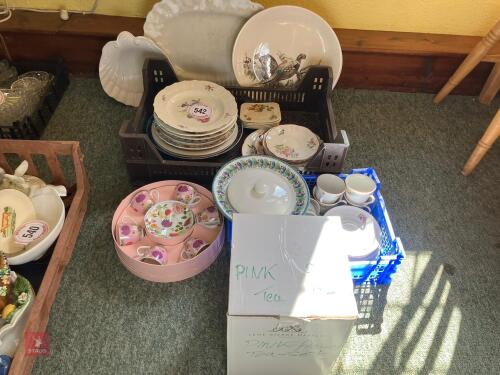 CHINA TEA SET & SERVING DISHES