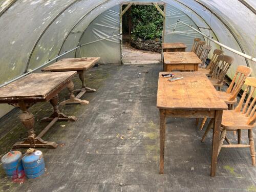 5 WOODEN TABLES AND & CHAIRS