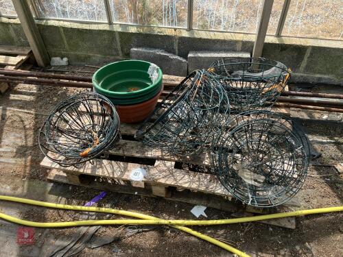 PALLET OF USED HANGING BASKETS