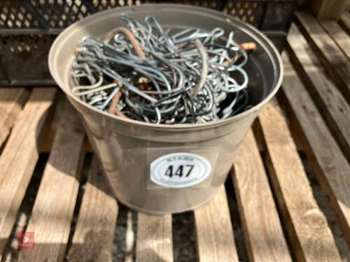 TUB OF METAL PLANT HOOKS