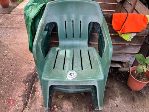 7 PLASTIC GREEN CHAIRS
