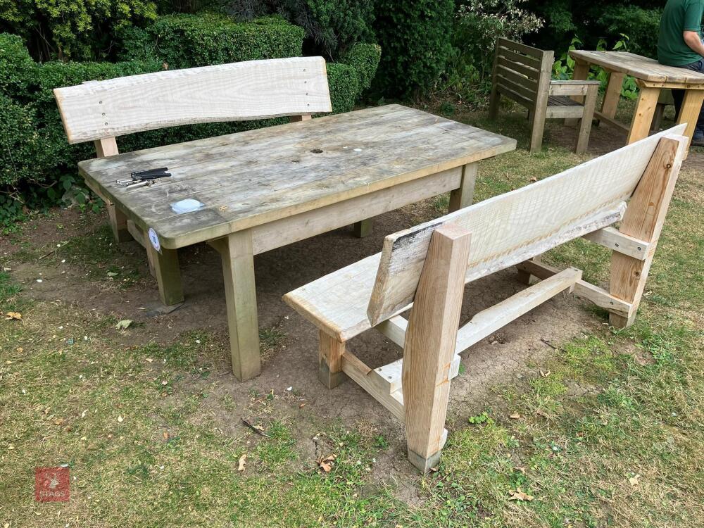 GARDEN TABLE AND BENCH SET