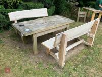 GARDEN TABLE AND BENCH SET