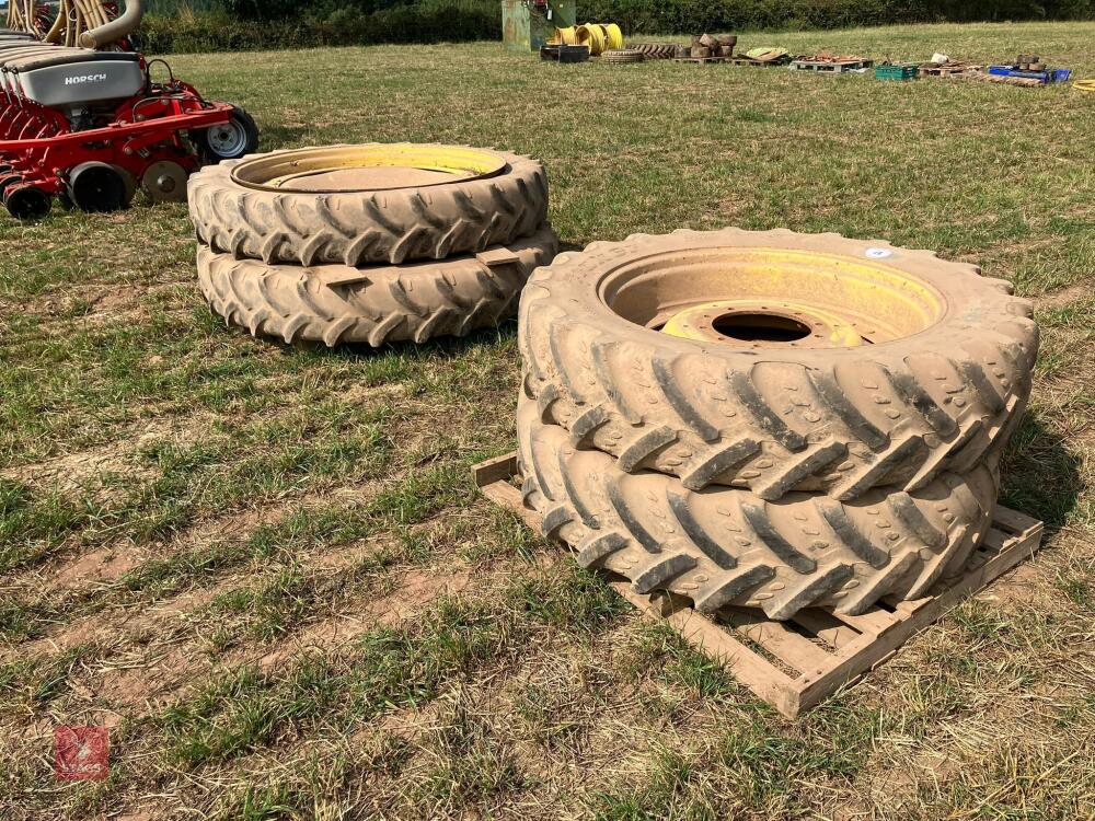 SET OF 4 JD ROW CROP WHEELS AND TYRES